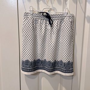 St. Tropez West Paisley Drawstring White Blue Lined Casual Skirt Size M